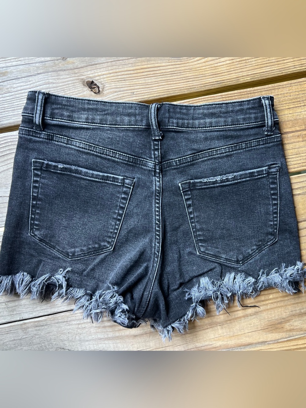 Alter’d State High Rise Black Frayed Hem Jean Shorts Medium - Picture 3 of 9